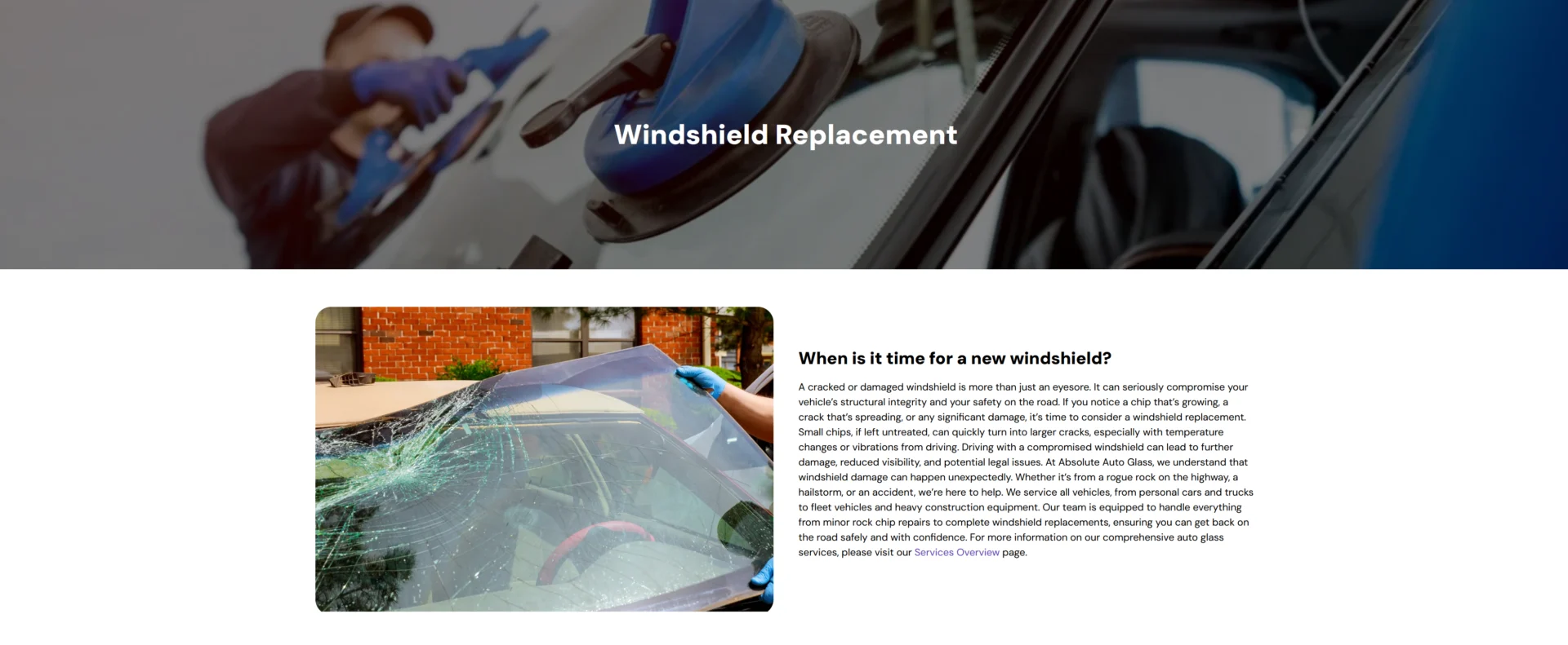 Technician installing a new windshield