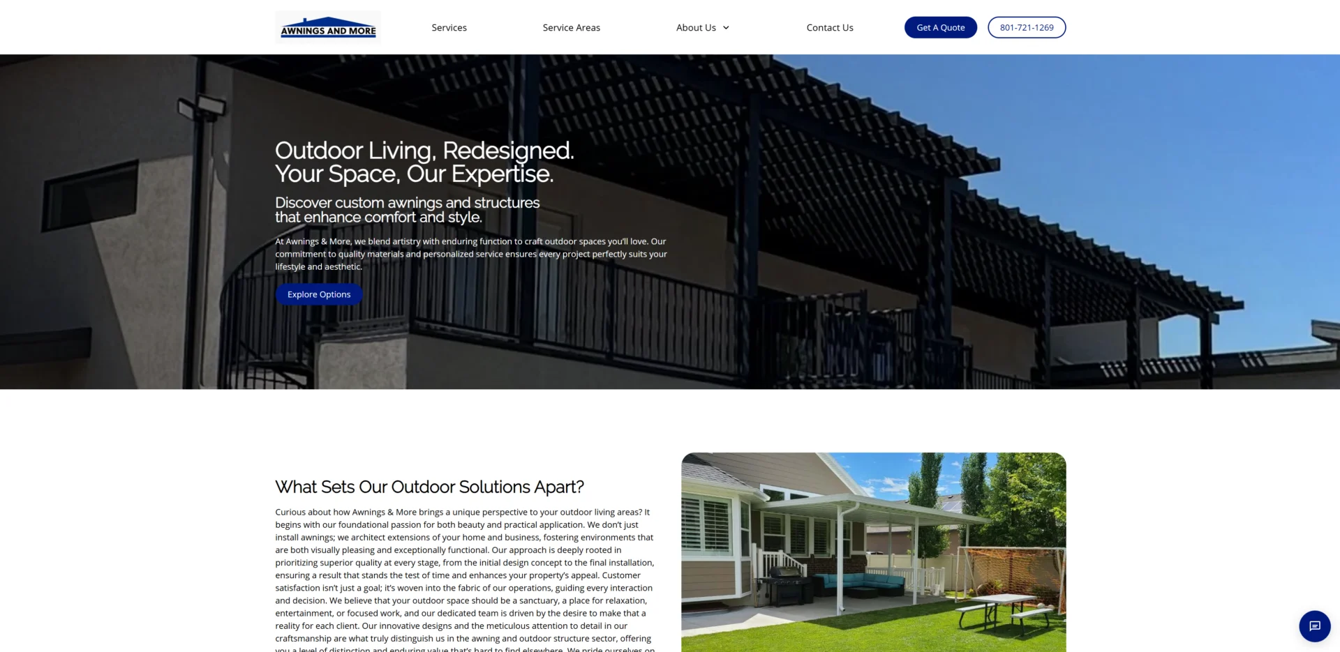 Custom awning and outdoor structure for enhanced outdoor living.