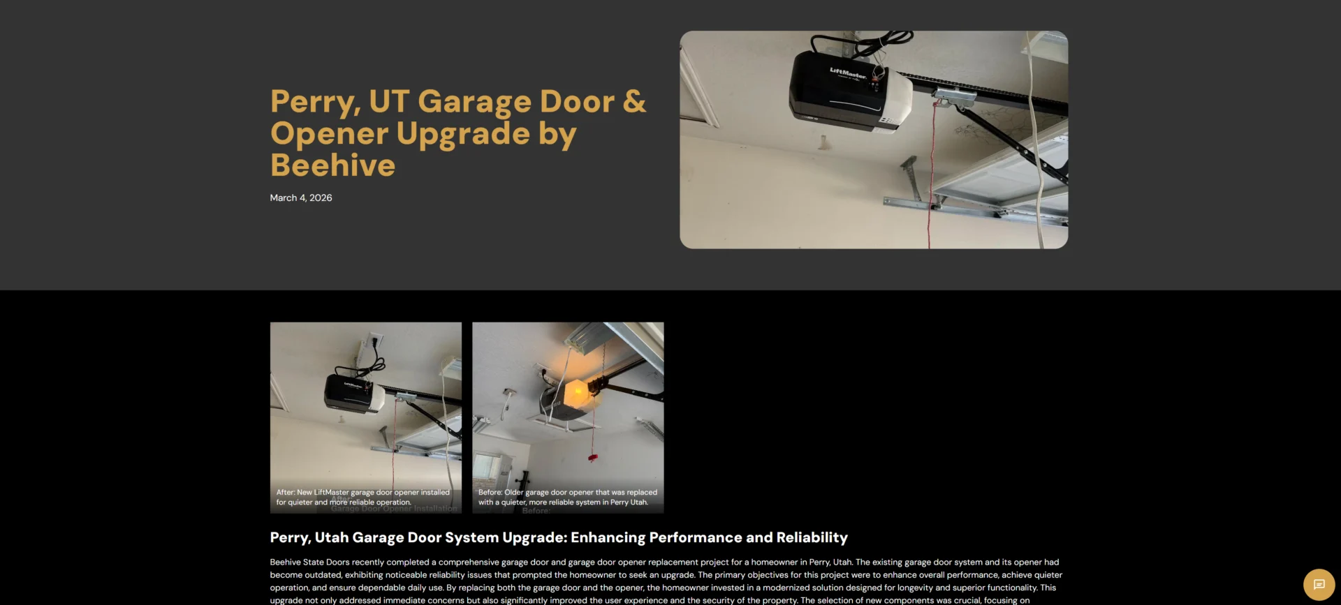 New LiftMaster garage door opener installed in Perry, UT.